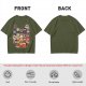 Olive T-shirt with cute chibi anime character group print