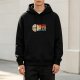Black hoodie with retro flat earth eclipse graphic print