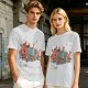 Olive T-shirt with Chibi Wounded Fantasy Creature Graphic