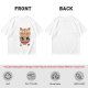 Olive green t-shirt with a cute cat eating ramen graphic