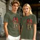 Olive T-shirt with Dark Fantasy Tentacle Monster Graphic Print