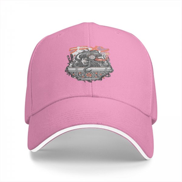 Black Baseball Cap With Japanese Ramen Themed Graphic Print