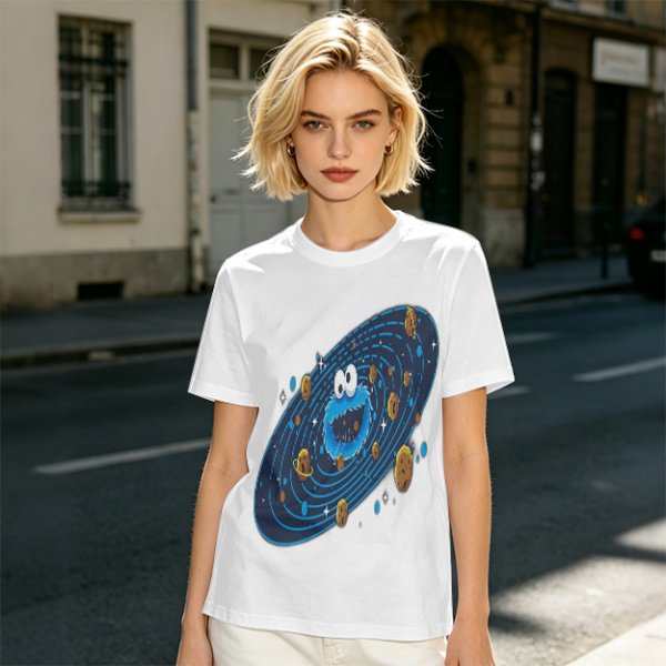 Olive T-Shirt With Cookie Monster Space Galaxy Cookie Print