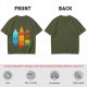 Olive T-Shirt With Cute Water Fire And Earth Elemental Characters