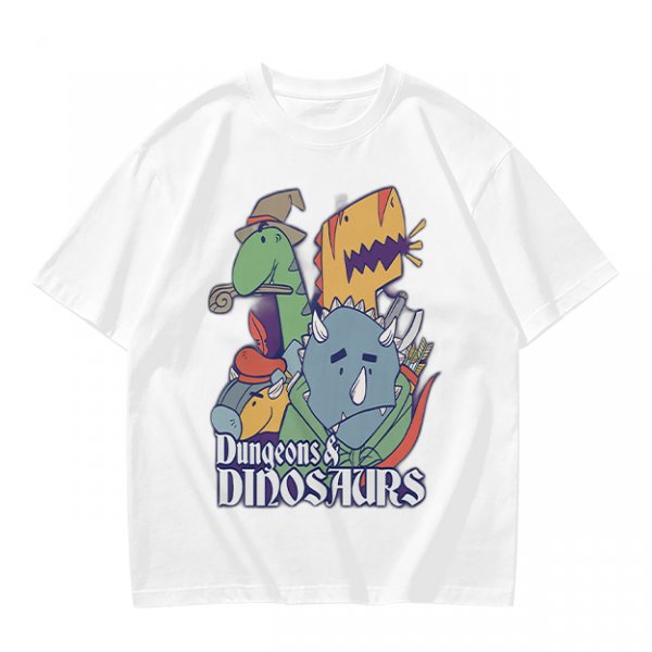 Olive Dungeons & Dinosaurs Graphic T-Shirt with Fantasy Dinosaur Art