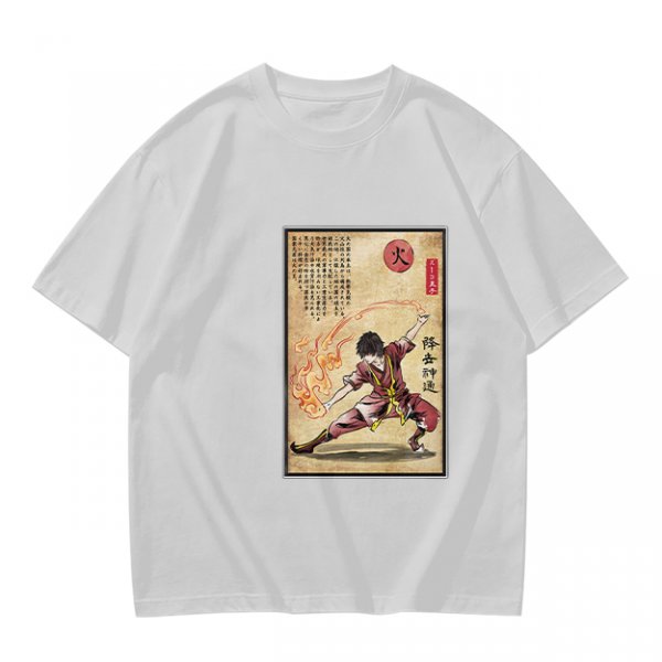 Olive t-shirt with firebender martial arts graphic print