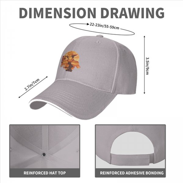 Black Baseball Cap with Anime Character Sunset Graphic