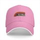 Black baseball cap with retro rainbow and 'All I want to do is illegal in this cosmos' text