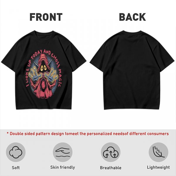 Olive T-Shirt With Wizard Artwork And 'I Woke Up Today And Chose Magic' Text