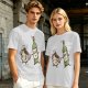 Olive T-Shirt With Cartoon Coffee Mug And Wine Bottle Print
