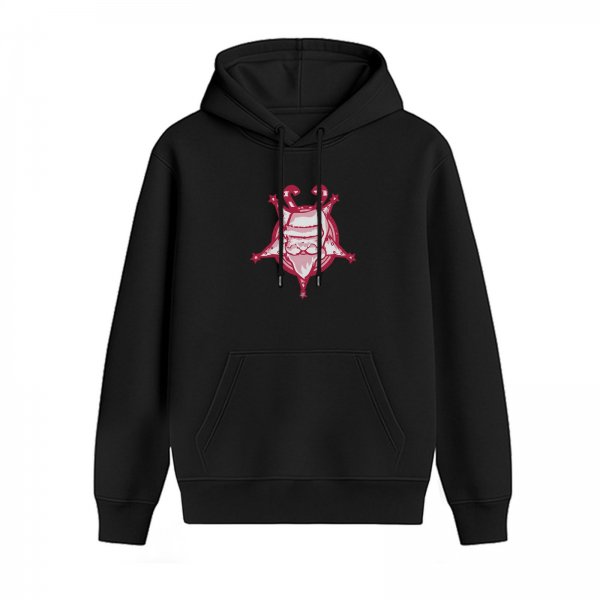 Black Hoodie with Festive Pink Santa Sheriff Badge Graphic