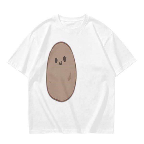 Olive Green T-Shirt With Cute Smiling Potato Graphic