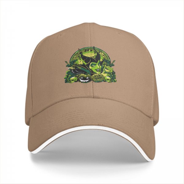 Black Baseball Cap with Maleficent Halloween Themed Print
