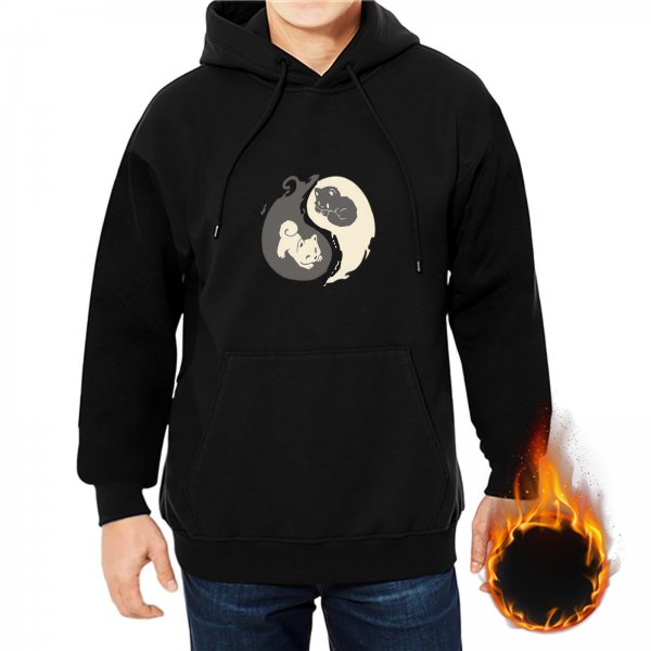 Black hoodie with yin yang cat graphic design