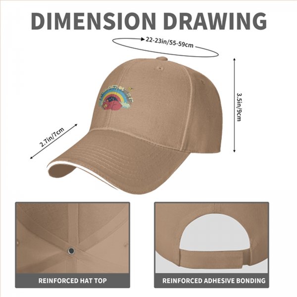 Black baseball cap with sleeping bear rainbow graphic and text
