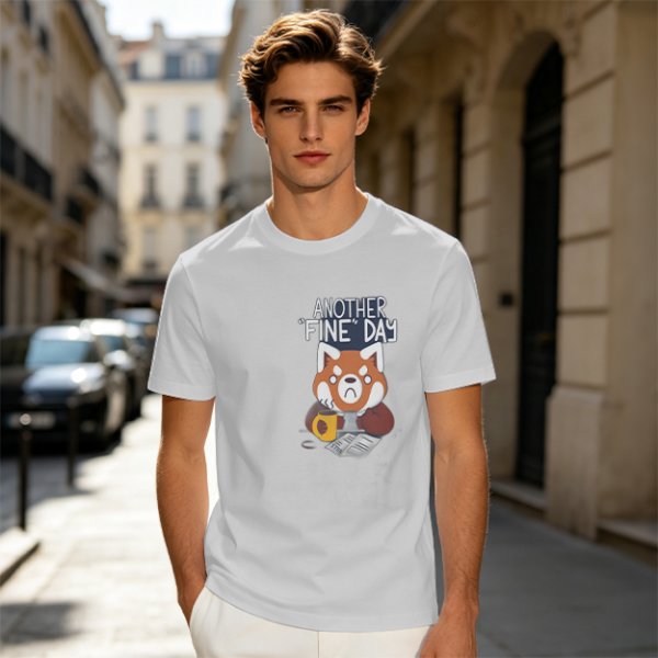 Olive T-Shirt With Another Fine Day Red Panda Coffee Print