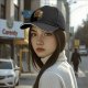 Black baseball cap with cute capybara graphic and playful text