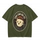 Olive green t-shirt with encouraging coffee character graphic and motivational text