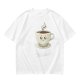 Olive Green T-Shirt With Cute Smiling Steaming Coffee Cup Print