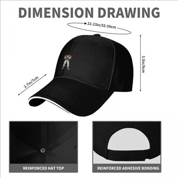 Black Baseball Cap With Cartoon Superhero Character Print