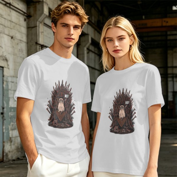 Olive T-shirt with Grumpy Cat on Iron Throne Saying No