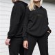 Black Hoodie With Cute Minimalist Black Cat Graphic