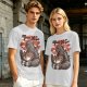 Olive T-shirt with Godzilla eating ramen graphic