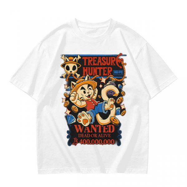 Treasure Hunter Wanted Cat Graphic T-Shirt Design