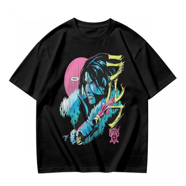 Olive T-shirt with Anime Vampire Hunter Character Graphic