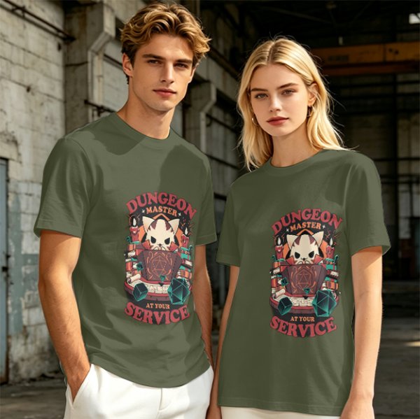 Dungeon Master At Your Service Cat Graphic T-Shirt