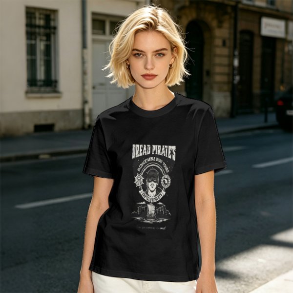 Olive green t-shirt with Dread Pirates graphic print