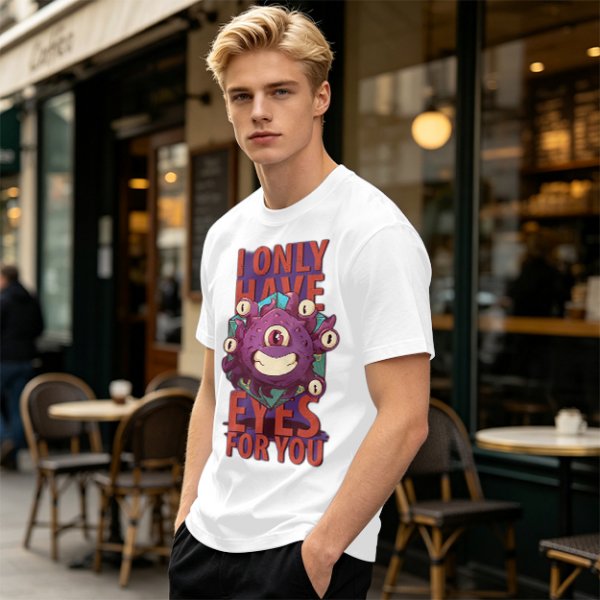 Olive T-Shirt With Beholder Monster 'I Only Have Eyes For You' Print
