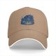 Black baseball cap with blue fantasy character explosion graphic