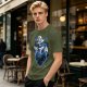 Olive T-Shirt With Cute Wizard Dragon On Starry Heart Print