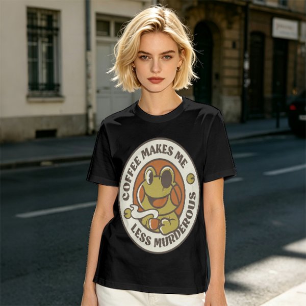Coffee Makes Me Less Murderous Frog Graphic T-Shirt