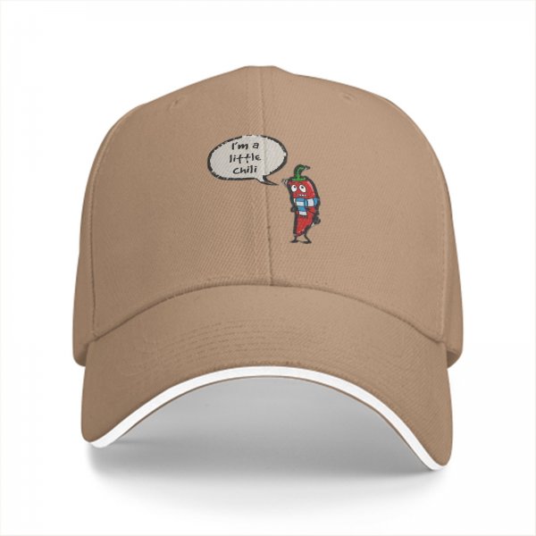 Black Baseball Cap With I'm A Little Chili Cartoon Pepper Design
