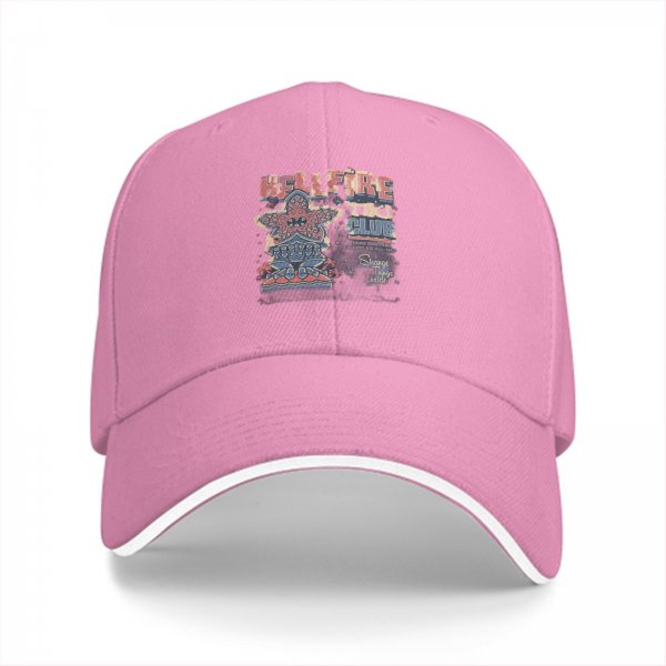 Black baseball cap with Hellfire Tiki Club graphic print