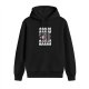 Black hoodie with a screaming hippo and repeated A graphic print
