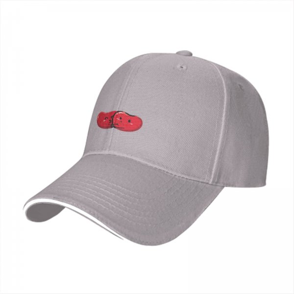 Black Baseball Cap With Red Split Bean Graphic Design