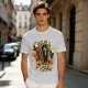 Olive Halloween T-Shirt with Get In Loser Coffin Ghost Floral Art