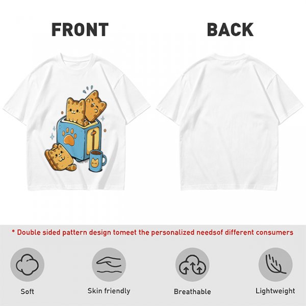 Olive T-Shirt With Cute Cat Toast Toaster Breakfast Art
