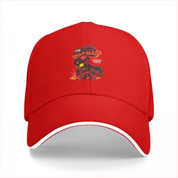 Black baseball cap with My Little Diablo evil magic graphic print
