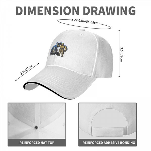 Black Baseball Cap with Star Wars R2-D2 and C-3PO Graphic