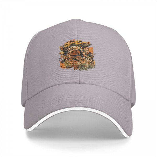 Black Baseball Cap with Vintage Themed Graphic Print
