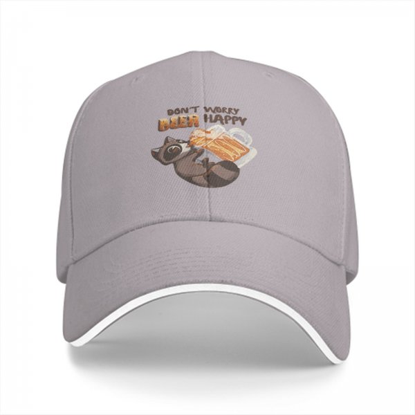 Don't Worry Beer Happy Raccoon Graphic Baseball Cap