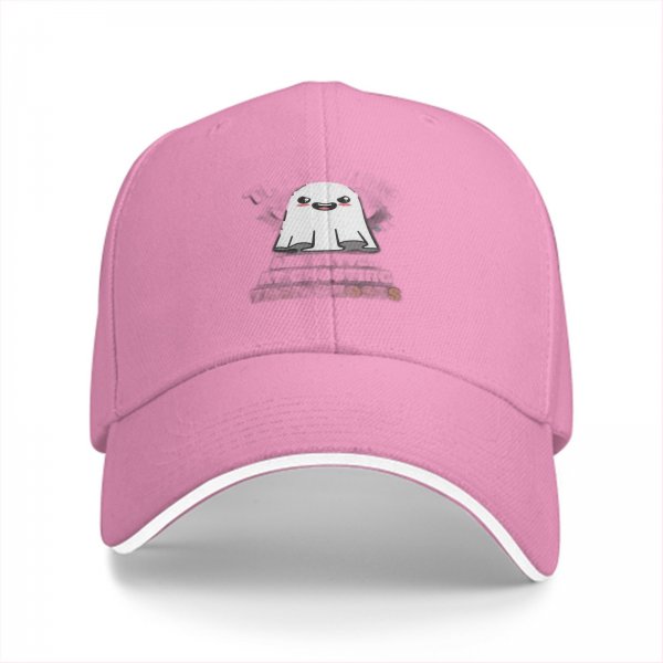 Black baseball cap with cute smiling ghost graphic