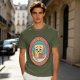 Olive T-Shirt with Sad Toast Holding Coffee and Phone Mental Bake Down Print