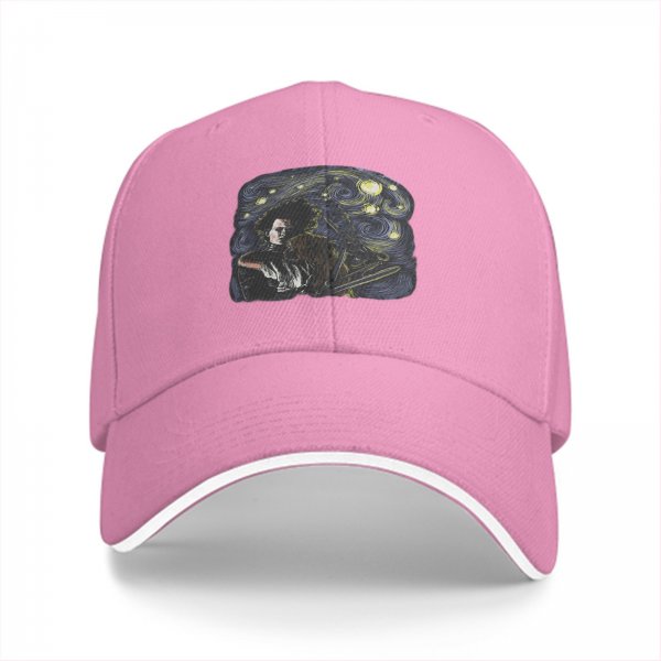 Black Baseball Cap With Starry Night Edward Scissorhands Art Print