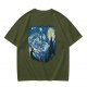Olive T-Shirt with Starry Night Art Print