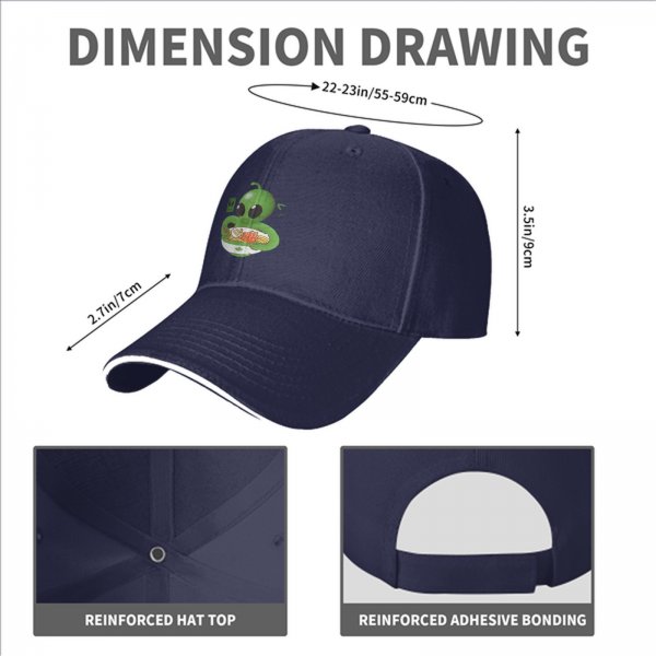 Black Baseball Cap with Cute Alien Eating Ramen Graphic
